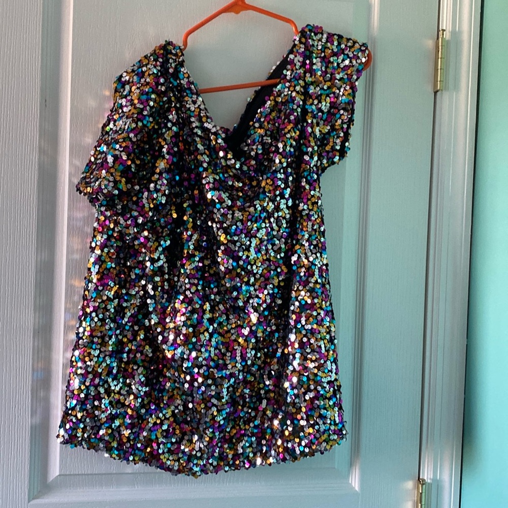 Sequin off the shoulder shirt